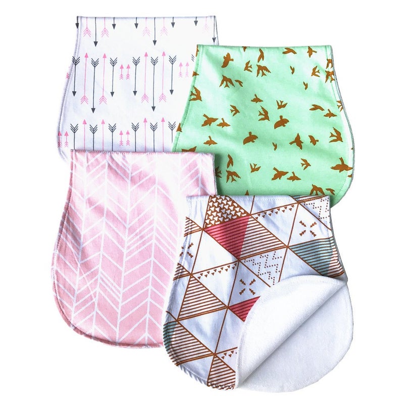 Arnzion Baby Burp Cloths Baby Burp Set Curved Absorbent and Soft Valuable 4 Pack - Image 1